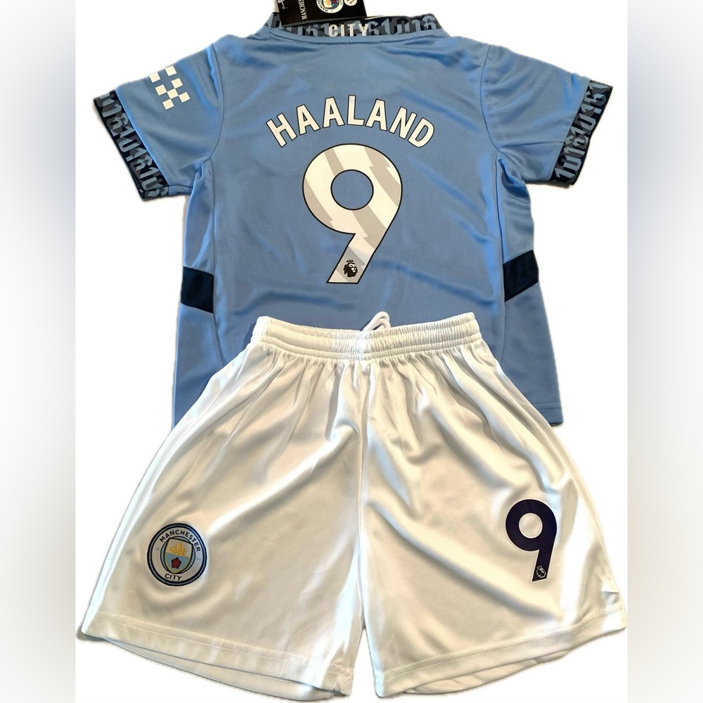 Haaland Kids Jersey Youth Large Soccer Kids Kits set shorts and matching jersey - Picture 5 of 6